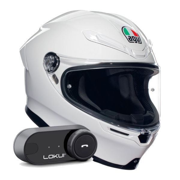 Integral AGV K6 S Mono White + Kit Bluetooth Lokui K30 Integral AGV K6 S Mono White + Kit Bluetooth Lokui K30