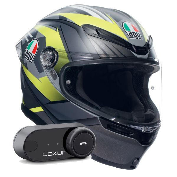 Integral AGV K6 S Multi Excite Matt Camo Fluo Yellow + Kit Bluetooth Lokui K30