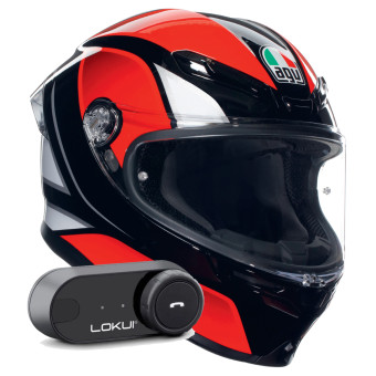 Integral AGV K6 S Multi Hyphen Black Red White + Kit Bluetooth Lokui K30