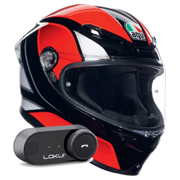 Integral AGV K6 S Multi Hyphen Black Red White + Kit Bluetooth Lokui K30