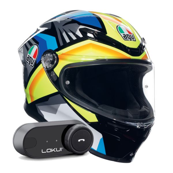 Integral AGV K6 S Multi Joan Black Blue Yellow + Kit Bluetooth Lokui K30