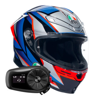 Integral AGV K6 S Multi Slashcut Black Blue Red + Kit Bluetooth 5S Solo