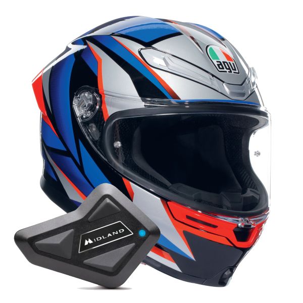 Integral AGV K6 S Multi Slashcut Black Blue Red + Kit Bluetooth BT Mini Integral AGV K6 S Multi Slashcut Black Blue Red + Kit Bluetooth BT Mini