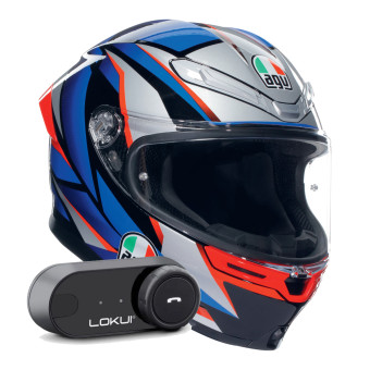 Integral AGV K6 S Multi Slashcut Black Blue Red + Kit Bluetooth Lokui K30