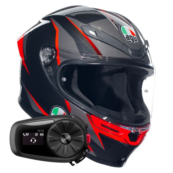 Integral AGV K6 S Multi Slashcut Black Grey Red + Kit Bluetooth 5S Solo Integral AGV K6 S Multi Slashcut Black Grey Red + Kit Bluetooth 5S Solo