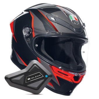 Integral AGV K6 S Multi Slashcut Black Grey Red + Kit Bluetooth BT Mini