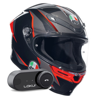 Integral AGV K6 S Multi Slashcut Black Grey Red + Kit Bluetooth Lokui K30