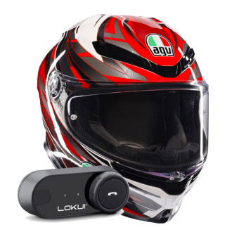 Integral AGV K6 S Reeval White Red Grey + Kit Bluetooth Lokui K30