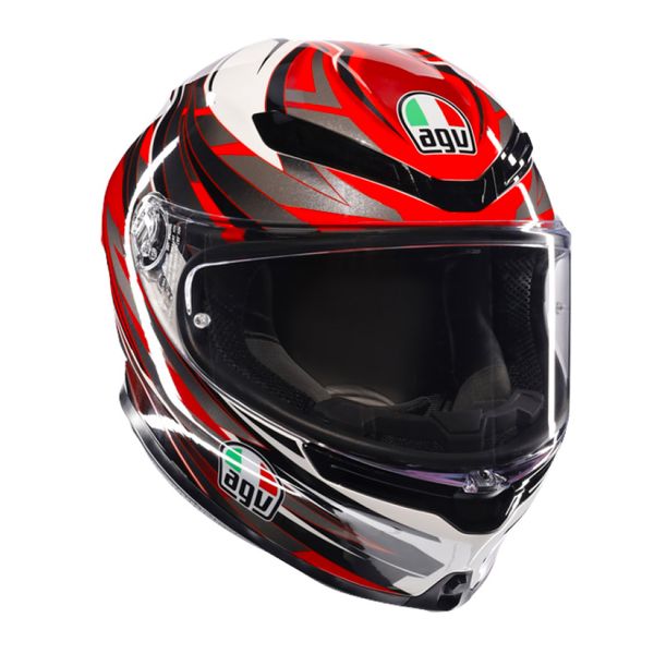 AGV K6 S Reeval White Red Grey + Kit Bluetooth Lokui K30