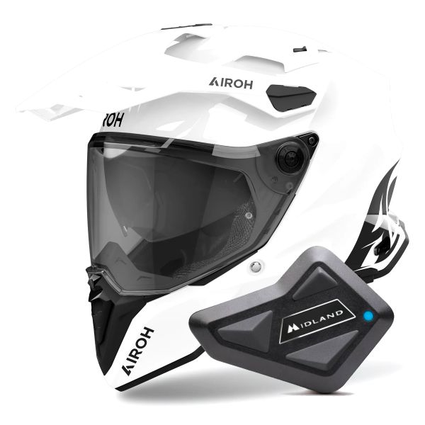Integral Airoh Commander 2 Color White + Kit Bluetooth BT Mini