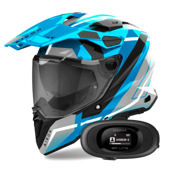 Integral Airoh Commander 2 Mavick Cerulean Blue + Kit bluetooth 5R Lite Solo