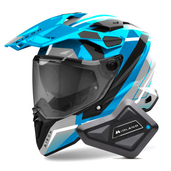 Integral Airoh Commander 2 Mavick Cerulean Blue + Kit Bluetooth BT Mini