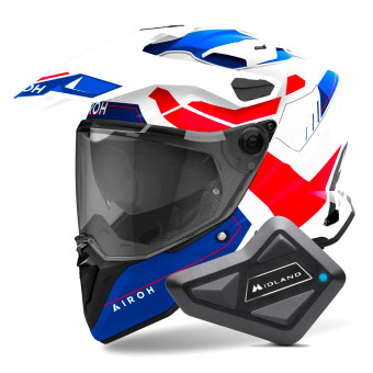 Integral Airoh Commander 2 Reveal Blue Red + Kit Bluetooth BT Mini