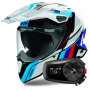 Casque Integral Airoh Commander 2 Skip White Red Gloss + Bluetooth Kit 5S Solo