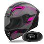 Casque Integral Airoh Connor Achieve Pink Matt + Kit bluetooth 5R Lite Solo