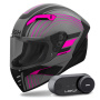 Casque Integral Airoh Connor Achieve Pink Matt + Kit Bluetooth Lokui K30