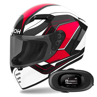 Casque Integral Airoh Connor Dunk Red + Kit bluetooth 5R Lite Solo Casque Integral Airoh Connor Dunk Red + Kit bluetooth 5R Lite Solo