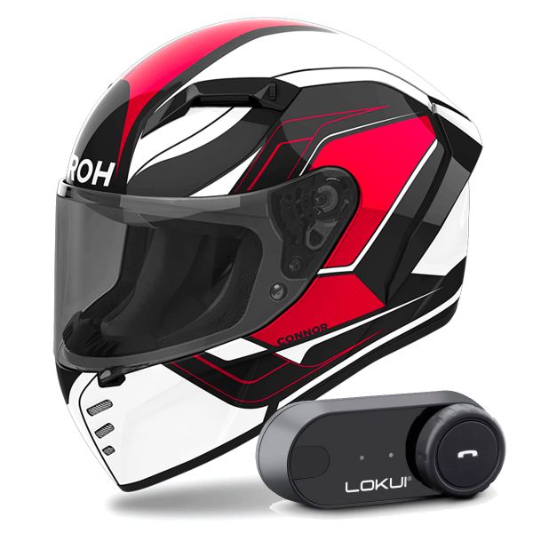 Integral Airoh Connor Dunk Red + Kit Bluetooth Lokui K30