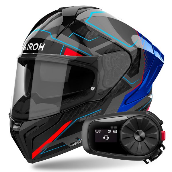 Integral Airoh Matryx Rocket Blue Red + Kit Bluetooth 5S Solo