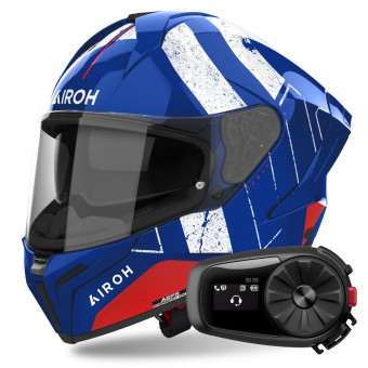 Integral Airoh Matryx Scope Blue Red + Kit Bluetooth 5S Solo