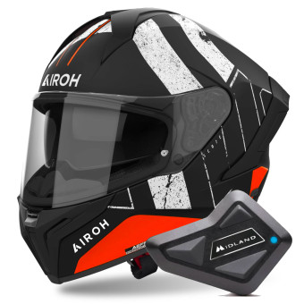 Casque Integral Airoh Matryx Scope Orange Matt + Kit Bluetooth BT Mini Casque Integral Airoh Matryx Scope Orange Matt + Kit Bluetooth BT Mini