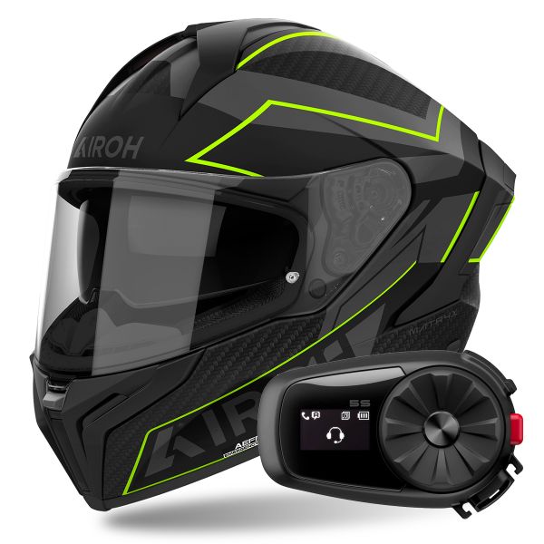 Integral Airoh Matryx Sentinel Yellow Matt + Kit Bluetooth 5S Solo