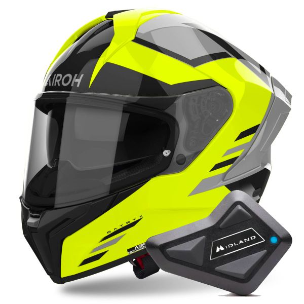 Integral Airoh Matryx Throne Yellow + Kit Bluetooth BT Mini