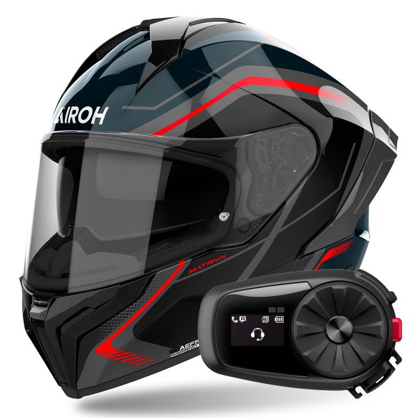 Integral Airoh Matryx Wide Red + Kit Bluetooth 5S Solo