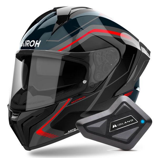 Integral Airoh Matryx Wide Red + Kit Bluetooth BT Mini