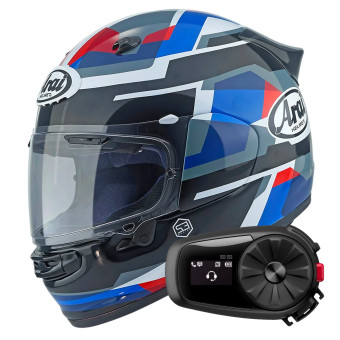 Integral Arai Quantic Abstract Blue White Black + Kit Bluetooth 5S Solo