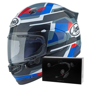 Integral Arai Quantic Abstract Blue White Black + Kit bluetooth ACS10