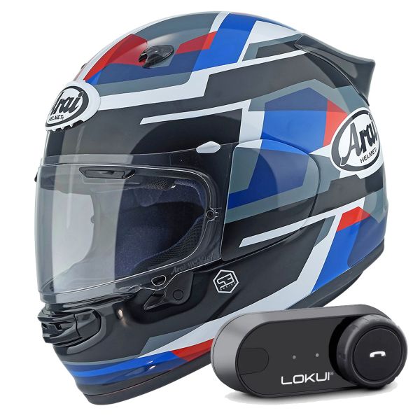 Integral Arai Quantic Abstract Blue White Black + Kit Bluetooth Lokui K30