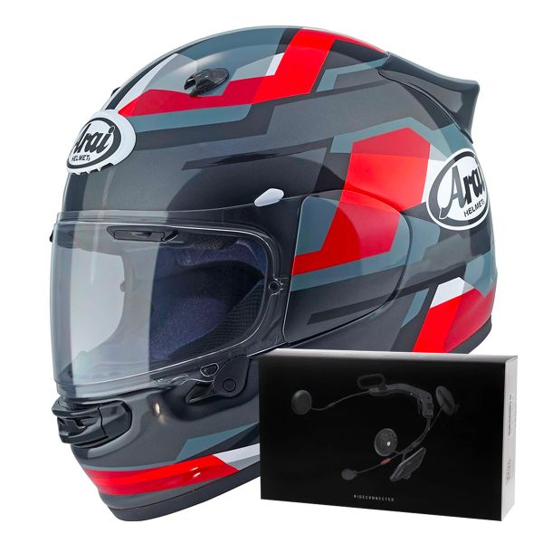 Integral Arai Quantic Abstract Red Grey Black + Kit bluetooth ACS10