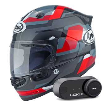Integral Arai Quantic Abstract Red Grey Black + Kit Bluetooth Lokui K30