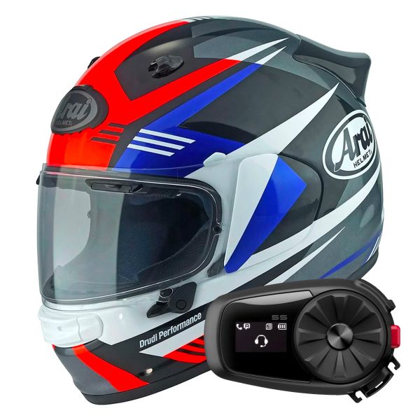 Integral Arai Quantic Mark Red Blue Black + Kit Bluetooth 5S Solo Integral Arai Quantic Mark Red Blue Black + Kit Bluetooth 5S Solo