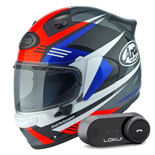 Integral Arai Quantic Mark Red Blue Black + Kit Bluetooth Lokui K30