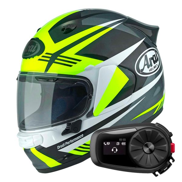 Integral Arai Quantic Mark Yellow White Black + Kit Bluetooth 5S Solo Integral Arai Quantic Mark Yellow White Black + Kit Bluetooth 5S Solo