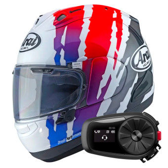 Integral Arai RX-7V Evo Blade Red White Blue + Kit Bluetooth 5S Solo
