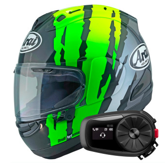 Integral Arai RX-7V Evo Blade Yellow Green Black + Kit Bluetooth 5S Solo