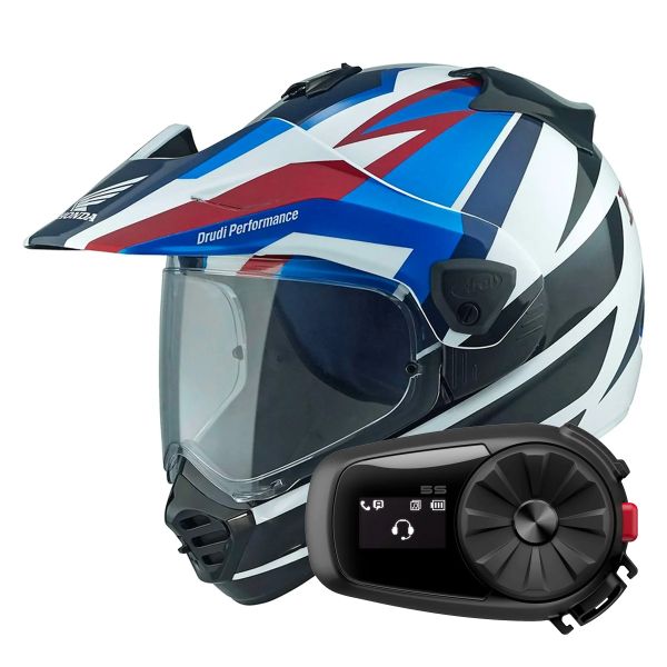 Integral Arai Tour-X5 Africa Twin Blue White Black + Kit Bluetooth 5S Solo