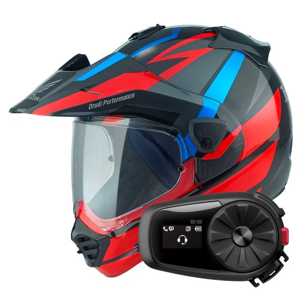 Integral Arai Tour-X5 Africa Twin Red Black Blue + Kit Bluetooth 5S Solo