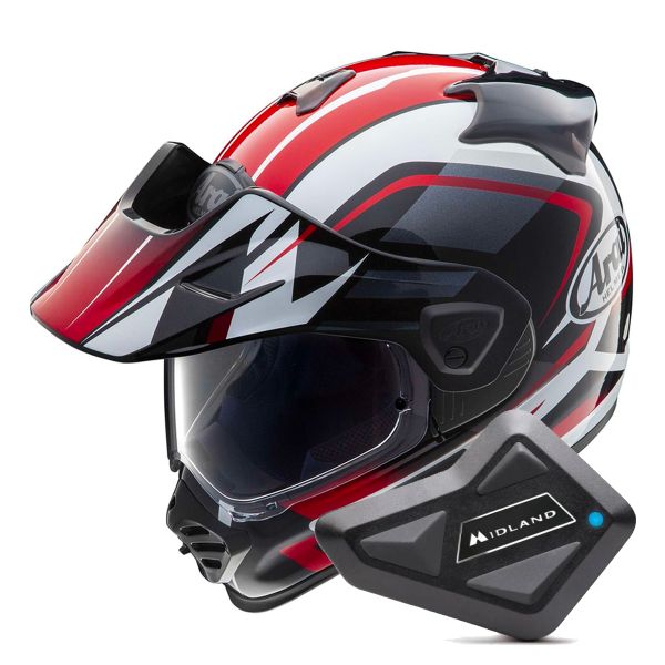 Integral Arai Tour-X5 Discovery White Red Black + Kit Bluetooth BT Mini