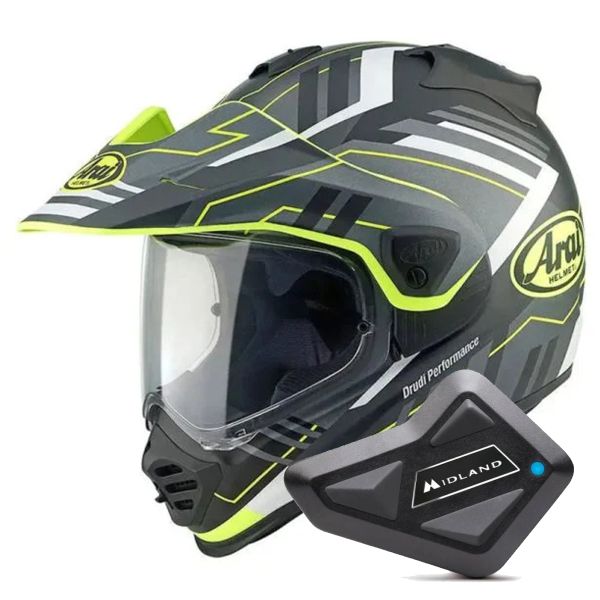 Integral Arai Tour-X5 Trail Yellow White Black + Kit Bluetooth BT Mini
