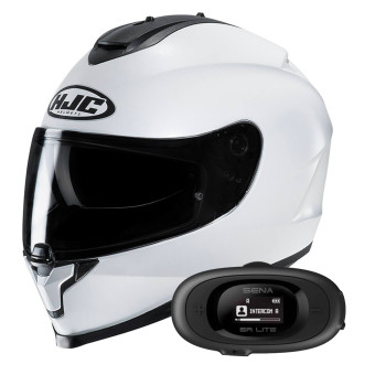 Integral HJC C70 Pearl White + Kit bluetooth 5R Lite
