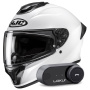 Casque Integral HJC C71 Pearl White + Kit Bluetooth Lokui K30