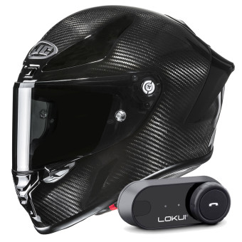Casque Integral HJC RPHA 1 V2 Carbon Black + Kit Bluetooth Lokui K30