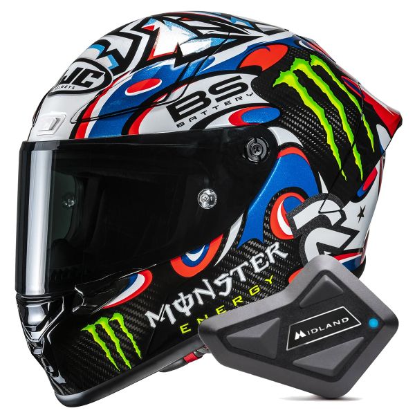 Integral HJC RPHA 1 V2 Carbon Quartararo Le Mans 3 MC25 + Kit Bluetooth BT Mini