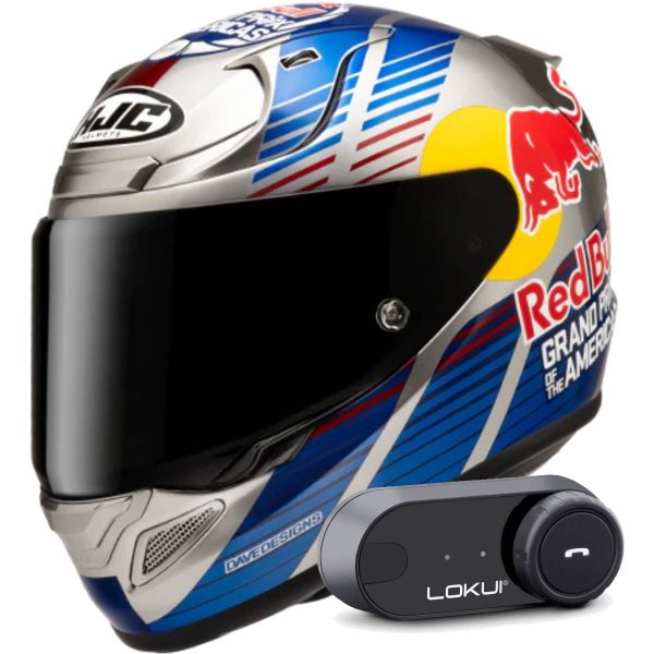 Integral HJC RPHA 12 Red Bull Austin GP 2 MC21 + Kit Bluetooth Lokui K30