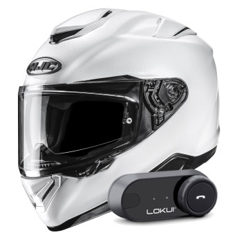 Casque Integral HJC RPHA 72 Pearl White + Kit Bluetooth Lokui K30