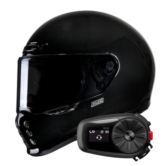 Integral HJC V10 Black + Kit Bluetooth 5S Solo